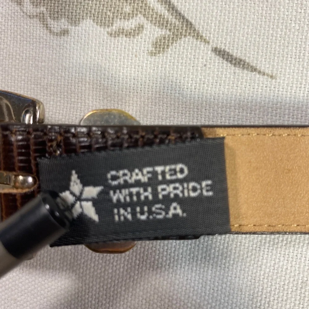 Brighton VINTAGE cowgirl MADE IN USA Belt Leather Silver Metal Faux Snake 40609‎